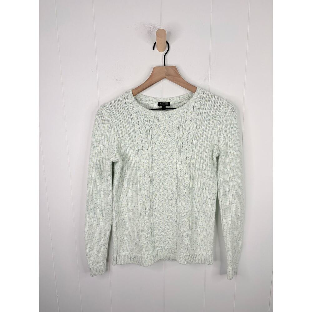 🧺 5 for $25 Sale Talbots Cream Cable Knit Sweater XS Petite Marled Crewneck